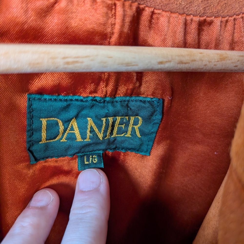 📼🇨🇦 Awesome Vintage Danier Orange Suede Jacket With Retro Buttons - Large - Picture 4 of 13